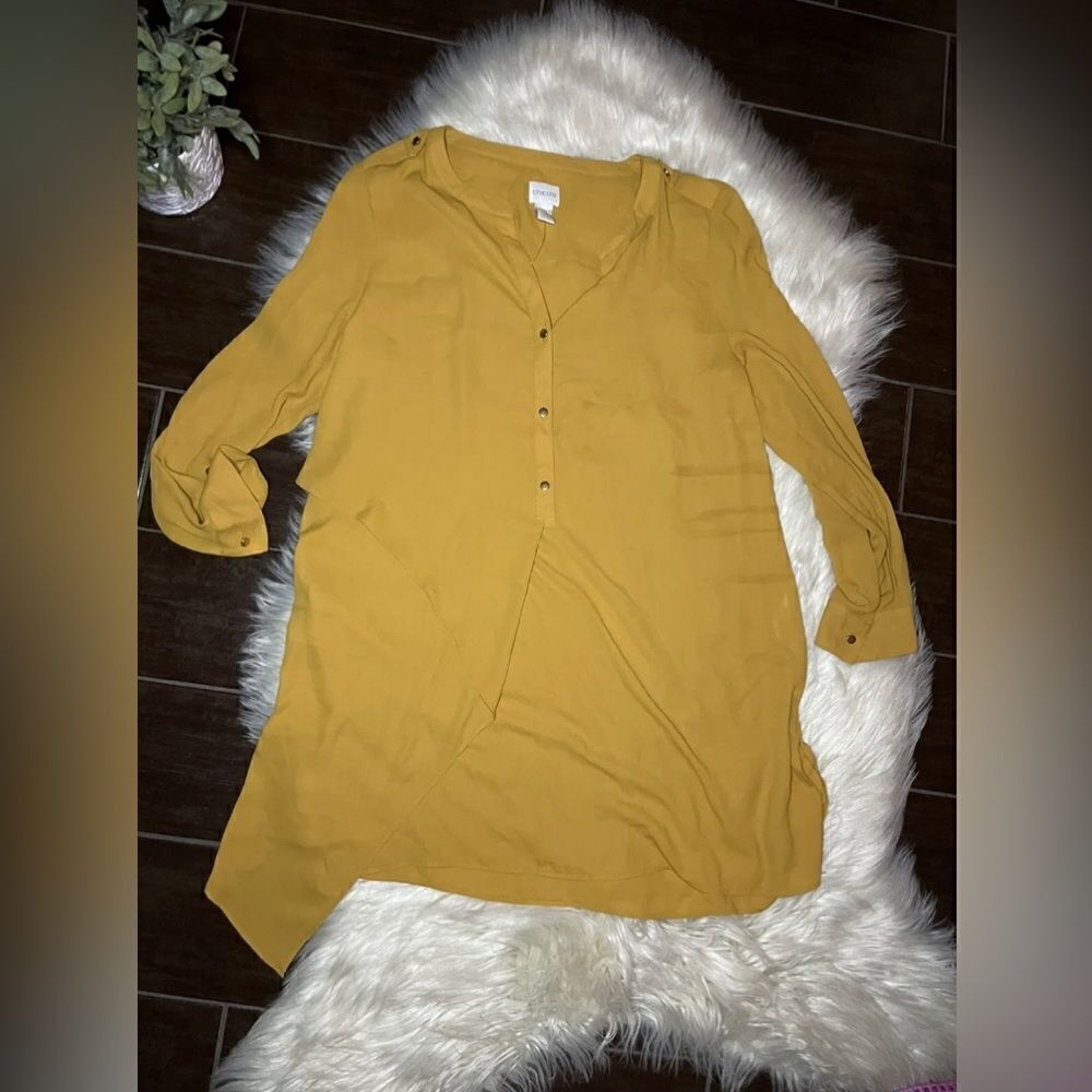 Chico’s dark mustard tunic sz small (1)